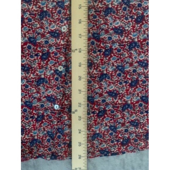Lucky Brand Size XL/TG  Red Blue Paisley Print Peasant Top Lagenlook Boho - Picture 12 of 14